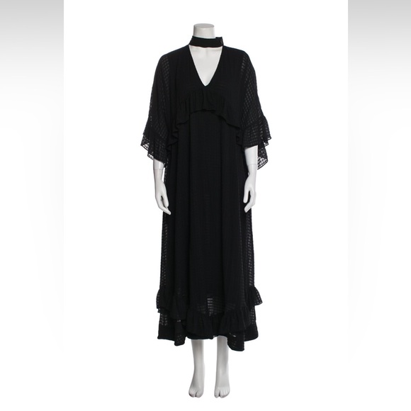 GANNI Black Long Gauze Dress - Picture 1 of 3